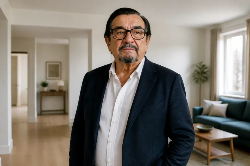 Homme âgé dans un logement lumineux mis en vente, illustrant le viager libre et des revenus sécurisés